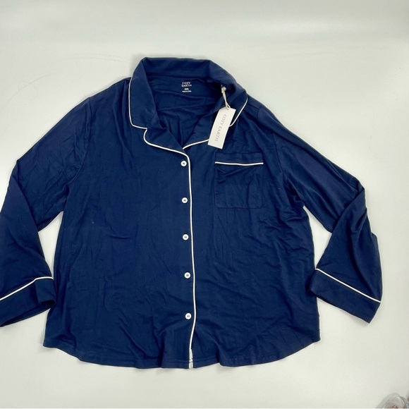 NWT COZY EARTH Navy Long Sleeve Bamboo Pajama Top Button Down Sleep Shirt‎ XXXL - Picture 9 of 14